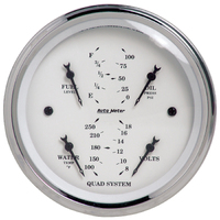 Old Tyme White 3-3/8" Quad Gauge (100 PSI/100-250°F/8-18V/0-90 ?)