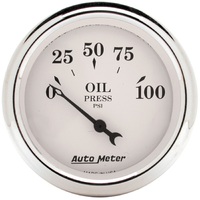 Old-Tyme White2-1/16" Oil Pressure Gauge w/ Air Core (0-100 PSI)