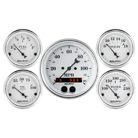 Old Tyme White 5 Piece Gauge Kit (3-3/8" & 2-1/16") w/ GPS Speedometer