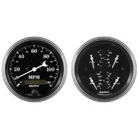 Old Tyme Black 2 Piece Electric Gauge Kit (3-3/8" Quad & Speedo 240-33 ?)