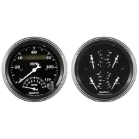 Old Tyme Black 2 Piece Electric Gauge Kit (3-3/8" Quad & Tach/Speedo 240-33 ?)
