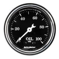 Old Tyme Black 2-1/16" Mechanical Oil Pressure Gauge (0-100 PSI)