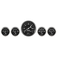 Old Tyme Black 5 Piece Gauge Kit (3-3/8" & 2-1/16") w/ Electric Speedometer