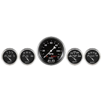 Old Tyme Black 5 Piece Gauge Kit (3-3/8" & 2-1/16") w/ GPS Speedometer