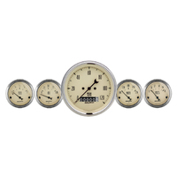 Antique Beige 5 Piece Gauge Kit w/ Electric Speedometer in MPH (3-3/8" & 2-1/16")