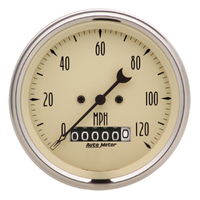 Antique Beige 3-3/8" Electric Speedometer w/ Barrel Odometer (0-120 MPH)