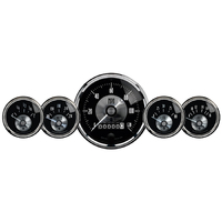 Prestige 5 Piece Gauge Kit w/ Electric Speedometer & Wheel Odometer (3-3/8" & 2-1/16") Black Diamond