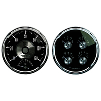 Prestige 2 Piece Electric Gauge Kit (5" Quad & Tach/Speedo 240-33 ?) Black Diamond
