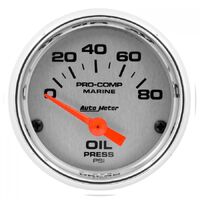 Marine 2-1/16" Oil Pressure Gauge w/ Air-Core (0-80 PSI) Chrome
