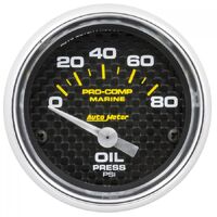 Marine 2-1/16" Oil Pressure Gauge (0-80 PSI) Carbon Fiber