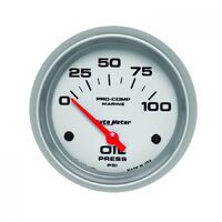 Marine 2-5/8" Oil Pressure Gauge w/ Air-Core (0-100 PSI) Silver