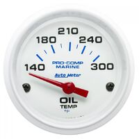Marine 2-1/16" Oil Temperature Gauge w/ Air-Core (140-300 °F) White