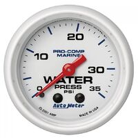 Marine 2-1/16" Mechanical Water Pressure Gauge (0-35 PSI) White