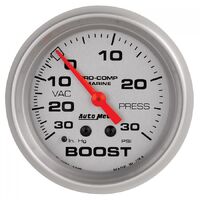 Marine 2-5/8" Mechanical Vacuum/Boost Gauge (30 In Hg/20 PSI) Silver