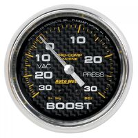 Marine 2-5/8" Mechanical Vacuum/Boost Gauge (30 In Hg/20 PSI) Carbon Fiber