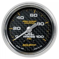 Marine 2-1/16" Mechanical Oil Pressure Gauge (0-100 PSI) Carbon Fiber
