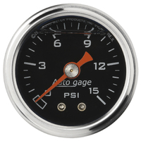Auto Gage 1-1/2" Mechanical Pressure Gauge (0-15 PSI) Black
