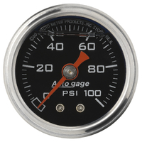 Auto Gage 1-1/2" Mechanical Pressure Gauge (0-100 PSI) Black