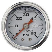 Auto Gage 1-1/2" Mechanical Pressure Gauge (0-60 PSI) White