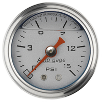Auto Gage 1-1/2" Mechanical Pressure Gauge (0-15 PSI) Silver