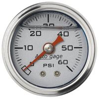 Auto Gage 1-1/2" Mechanical Pressure Gauge (0-60 PSI) Silver