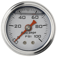 Auto Gage 1-1/2" Mechanical Pressure Gauge (0-100 PSI) Silver