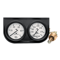 Auto Gage Oil Pressure/Water Temp Gauge Console (2-1/16", 100 PSI/280 °F) White Dial, Black Bezel, Full Sweep