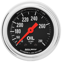 Traditional Chrome 2-1/16" Mechanical Oil Temperature Gauge (140-280 °F) 6 ft