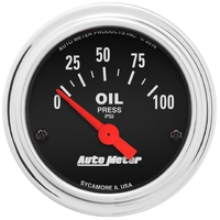 Traditional Chrome 2-1/16" Oil Pressure Gauge w/ Air Core (0-100 PSI)