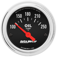 Traditional Chrome 2-1/16" Oil Temperature Gauge w/ Air Core (100-250 °F)