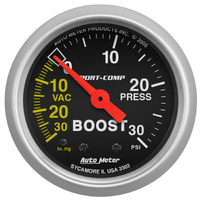 Sport-Comp 2-1/16" Mechanical Boost/Vacuum Gauge (30 In Hg/30 PSI)