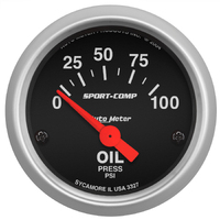 Sport-Comp 2-1/16" Oil Pressure Gauge w/ Air Core (0-100 PSI)