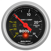 Sport-Comp 2-1/16" Stepper Motor Boost/Vacuum Gauge w/ Peak & Warn (30 In Hg/30 PSI)
