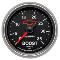 GM Black 2-1/16" Boost Gauge (0-35 PSI) Chevy Red Bowtie 