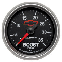 GM Black 2-1/16" Boost Gauge (0-35 PSI) Chevy Red Bowtie