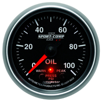 Sport-Comp II 2-1/16" Stepper Motor Oil Pressure Gauge w/ Peak & Warn (0-100 PSI)