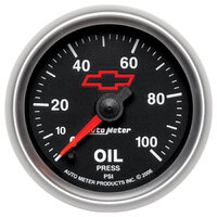 GM Black 2-1/16" Digital Stepper Motor Oil Pressure Gauge (0-100 PSI) Chevy Red Bowtie