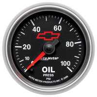 GM Black 2-1/16" Digital Stepper Motor Oil Pressure Gauge (0-100 PSI) Chevy Red Bowtie 