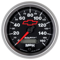 GM Black 3-3/8" Speedometer (0-160 MPH) Chevy Red Bowtie 