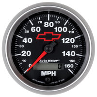 GM Black 3-3/8" Speedometer (0-160 MPH) Chevy Red Bowtie