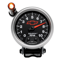 GM Black 3-3/4" Pedestal Tachometer (0-10,000 RPM) Red Bowtie