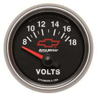 GM Black 2-1/16" Voltmeter (8-18V) Chevy Red Bowtie 