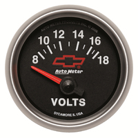 GM Black 2-1/16" Voltmeter (8-18V) Chevy Red Bowtie
