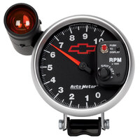 GM Black 5" Pedestal Tachometer (0-10,000 RPM) Chevy Red Bowtie