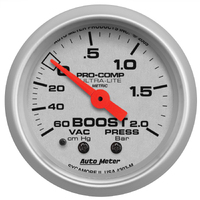 Ultra-Lite 2-1/16" Mechanical Boost/Vacuum Gauge (60 Cm/Hg-2.0 Bar)