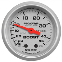 Ultra-Lite 2-1/16" Mechanical Boost/Vacuum Gauge (30 In Hg/45 PSI)