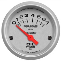 Ultra-Lite 2-1/16" Oil Pressure Gauge w/ Air-Core (0-7 Bar)
