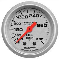 Ultra-Lite 2-1/16" Mechanical Oil Temperature Gauge (140-280 °F)