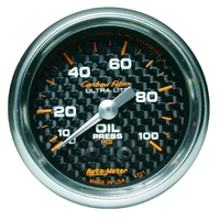 Carbon Fiber 2-1/16" Mechanical Oil Pressure Gauge (0-100 PSI)