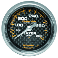 Carbon Fiber 2-1/16" Mechanical Water Temperature Gauge (140-280 °F)